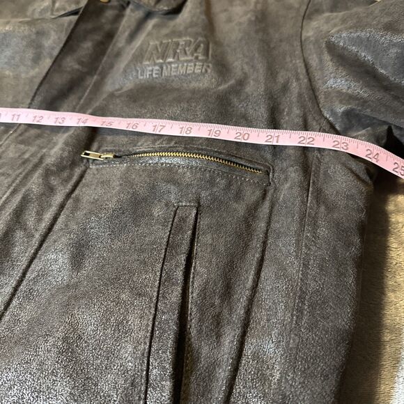 NRA Lifetime Member Suede Leather Jacket Large Black Burk's Bay True Patriot - Picture 9 of 15